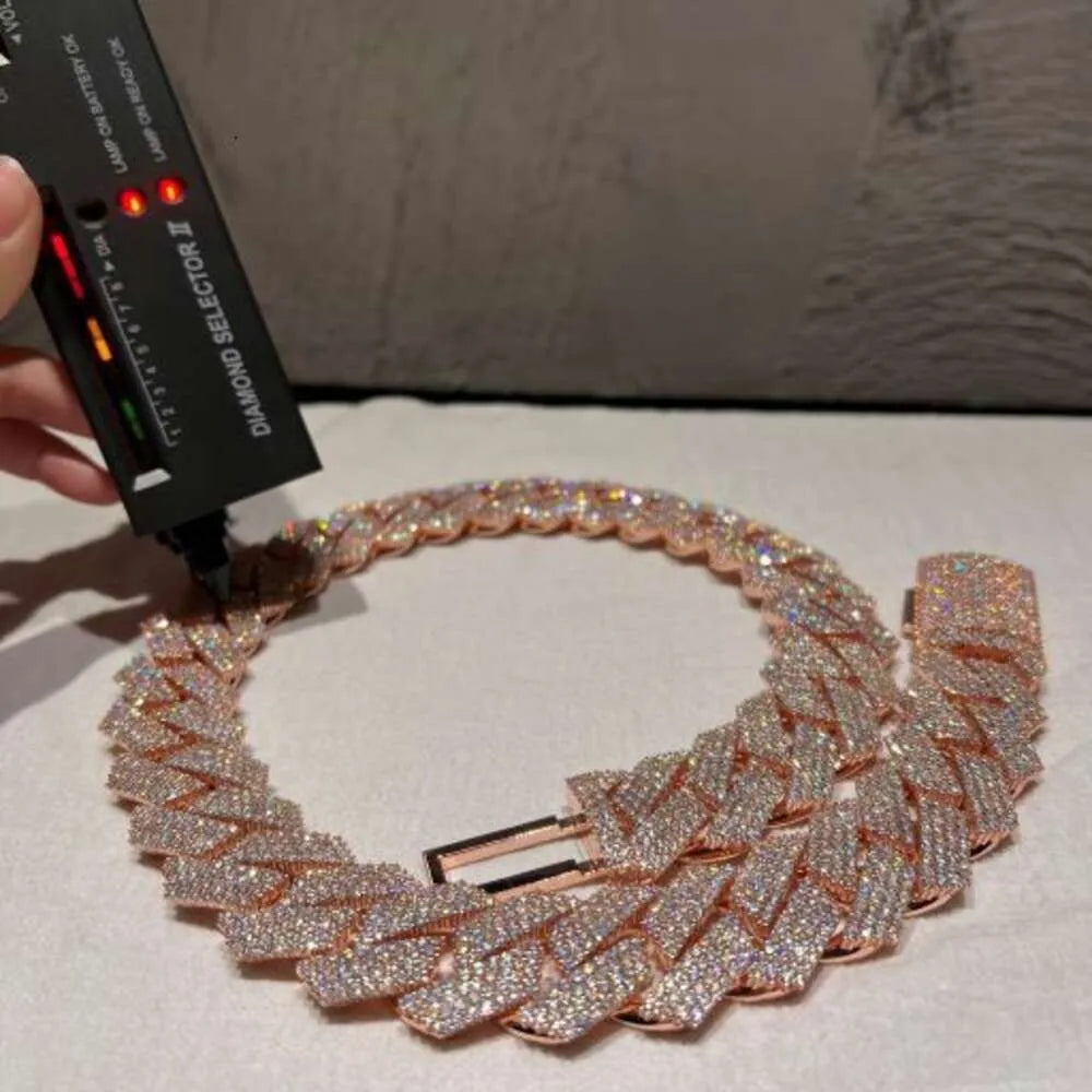 22" Necklace Moissanite Chain Cuban Link Iced Out
