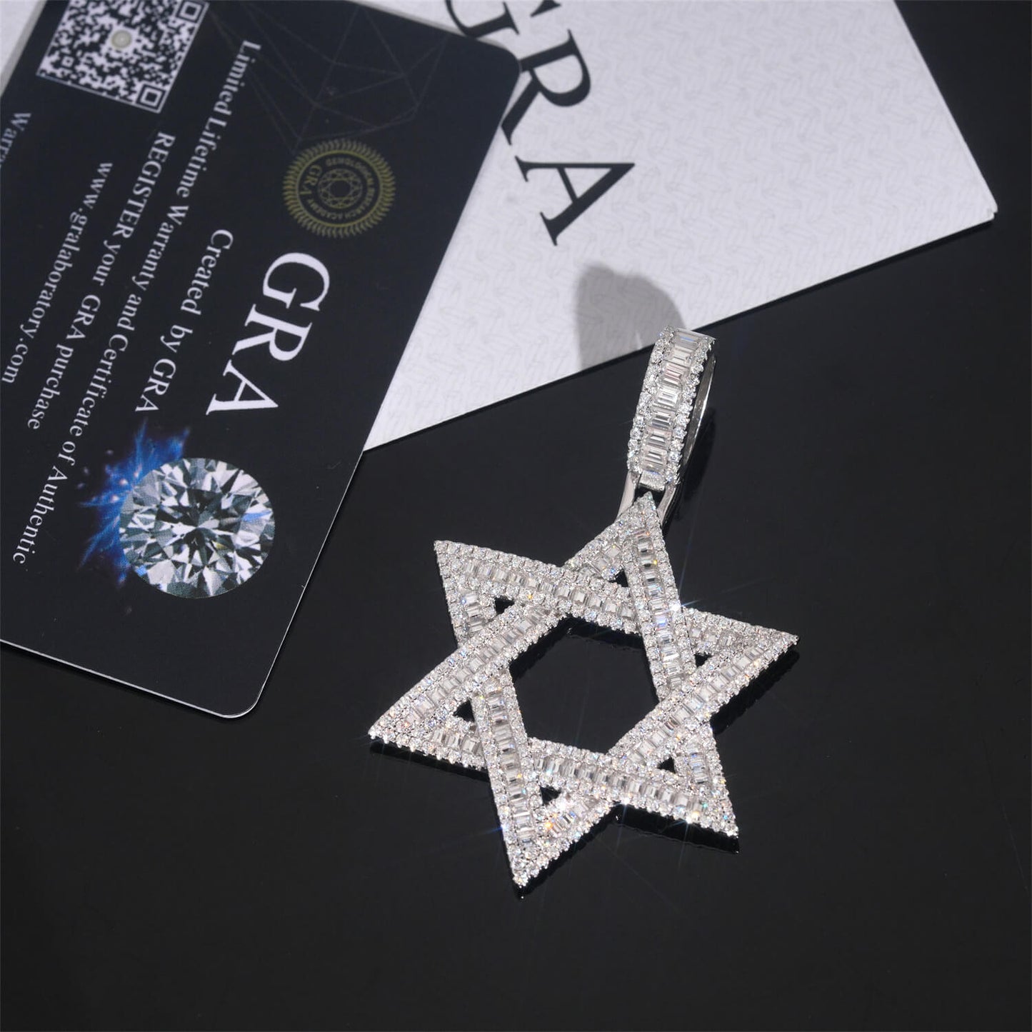 MOISSANITE Iced Out Magen Star Of David Jewish Pendant