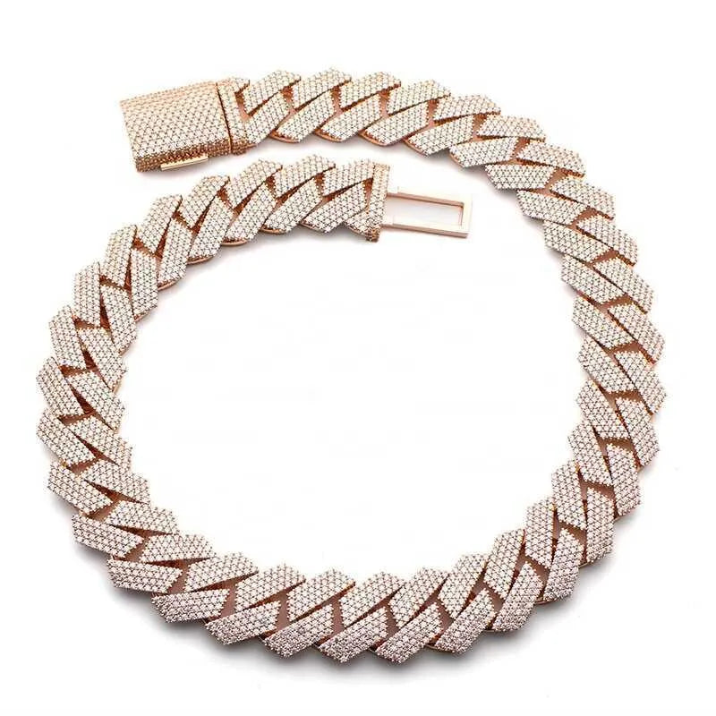 20" Necklace Moissanite Chain Cuban Tennis Chain Link Iced Out
