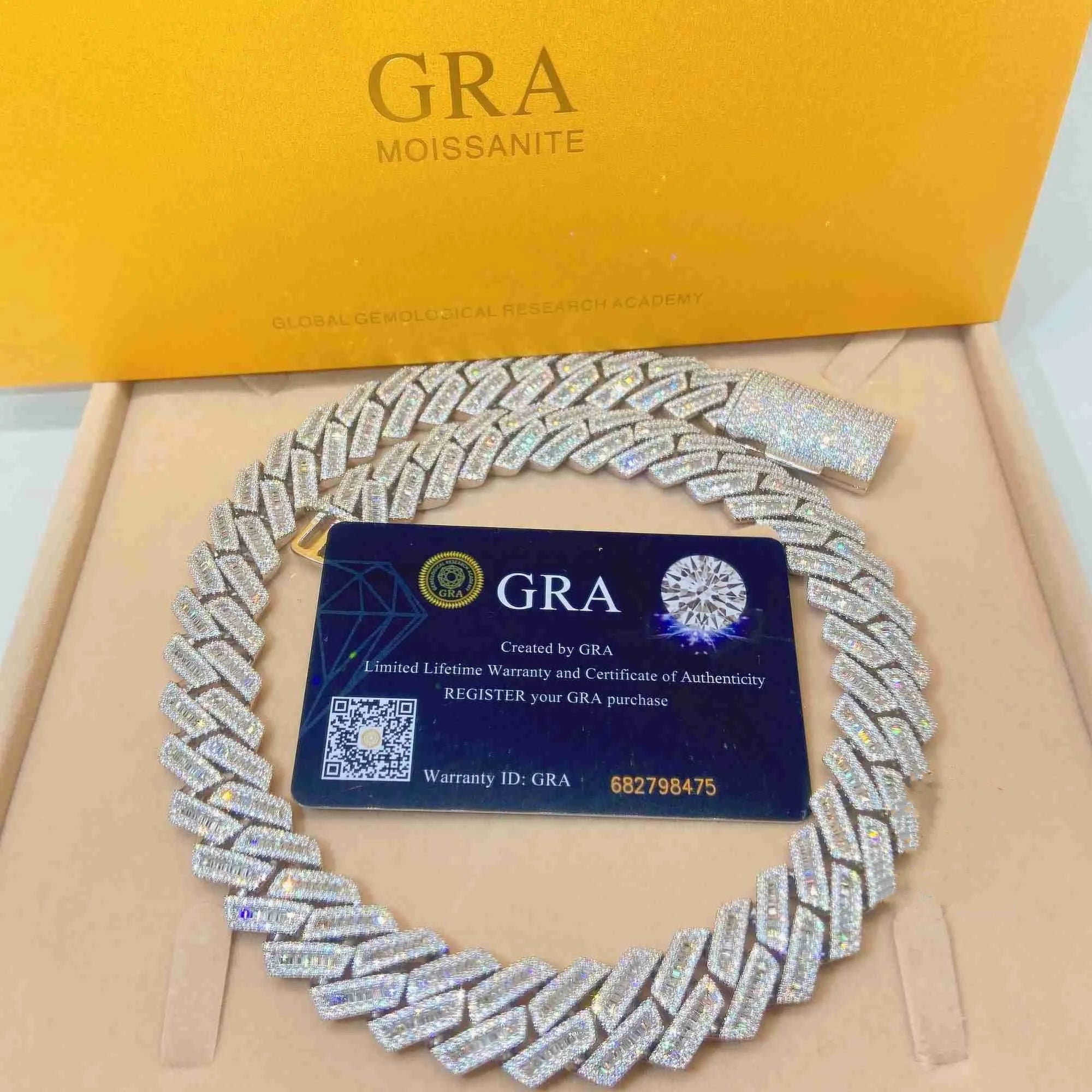 22" Necklace Moissanite Chain Cuban Link Iced Out