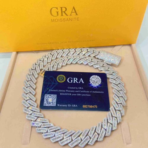 20" Necklace Moissanite Chain Cuban Link Iced Out