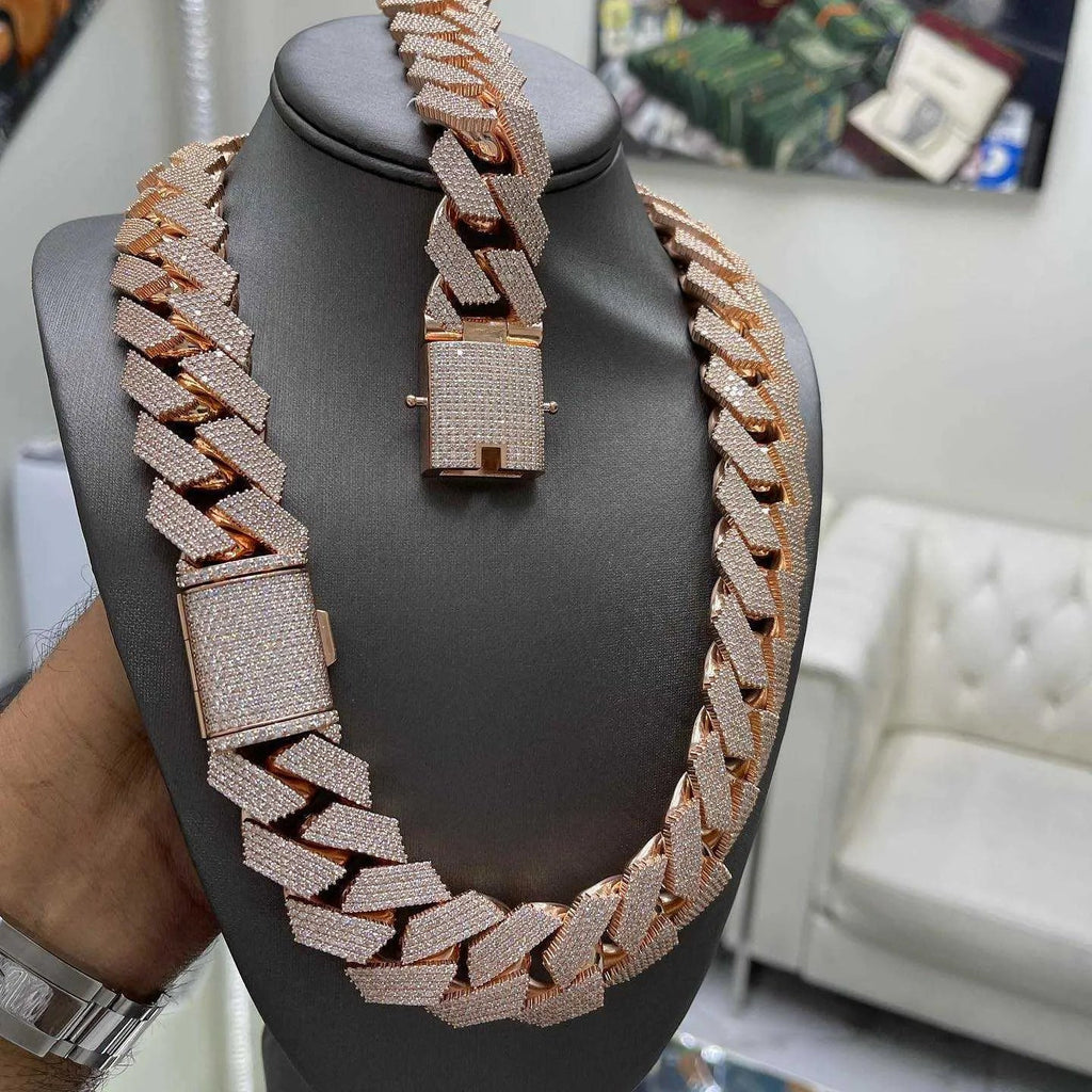 21" Necklace Moissanite Chain Cuban Link Iced Out