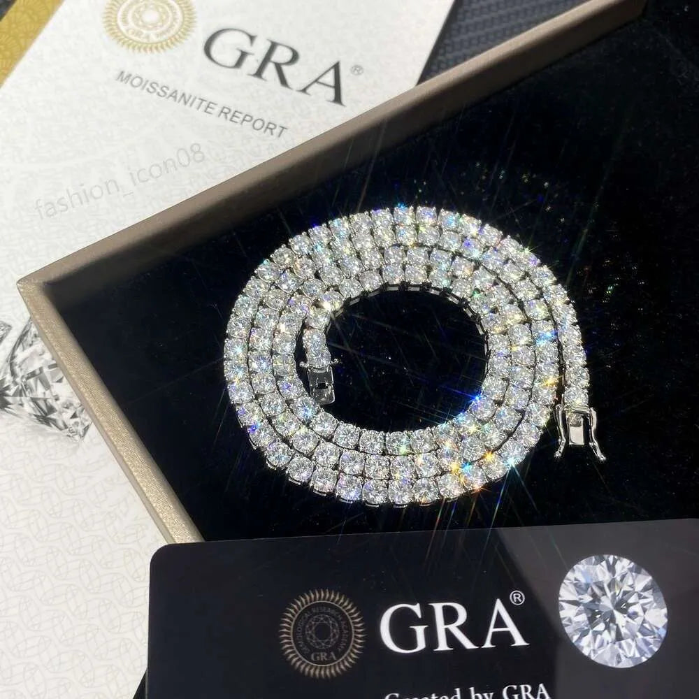 24" Necklace Moissanite Chain Cuban Tennis Chain Link Iced Out