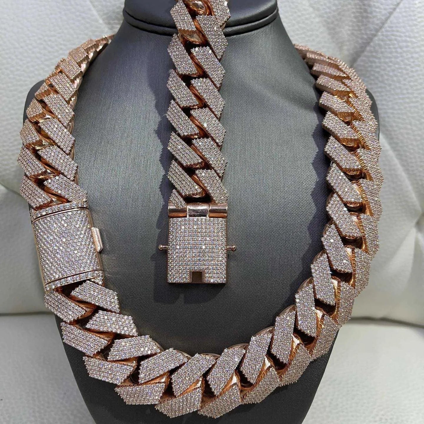 21" Necklace Moissanite Chain Cuban Link Iced Out