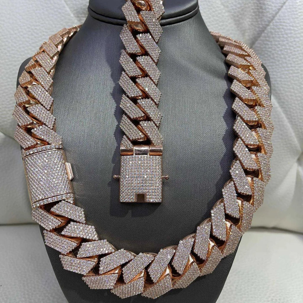 22" Necklace Moissanite Chain Cuban Link Iced Out