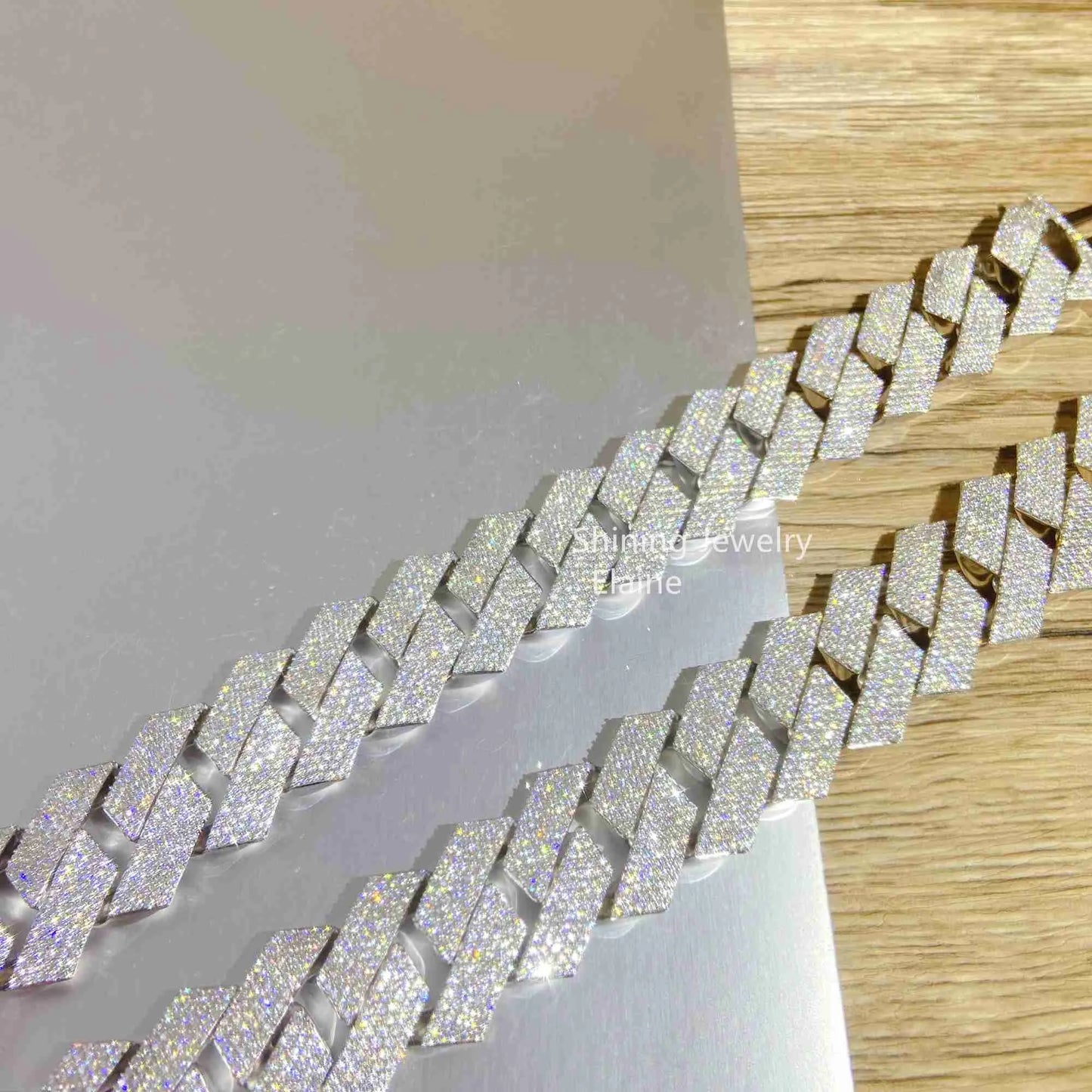 20" Silver Necklace VVS Moissanite Iced Out Cuban Link Chain