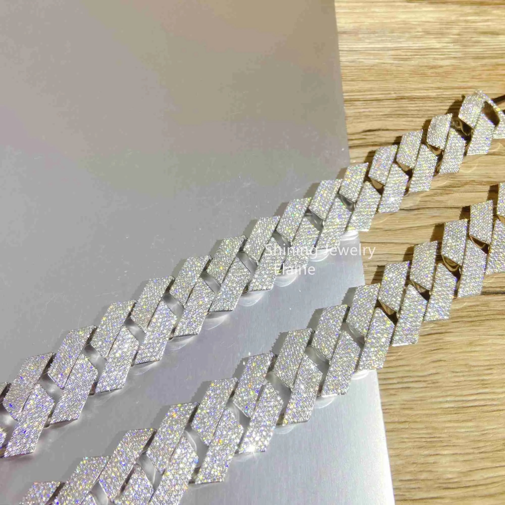 24" Silver Necklace VVS Moissanite Iced Out Cuban Link Chain