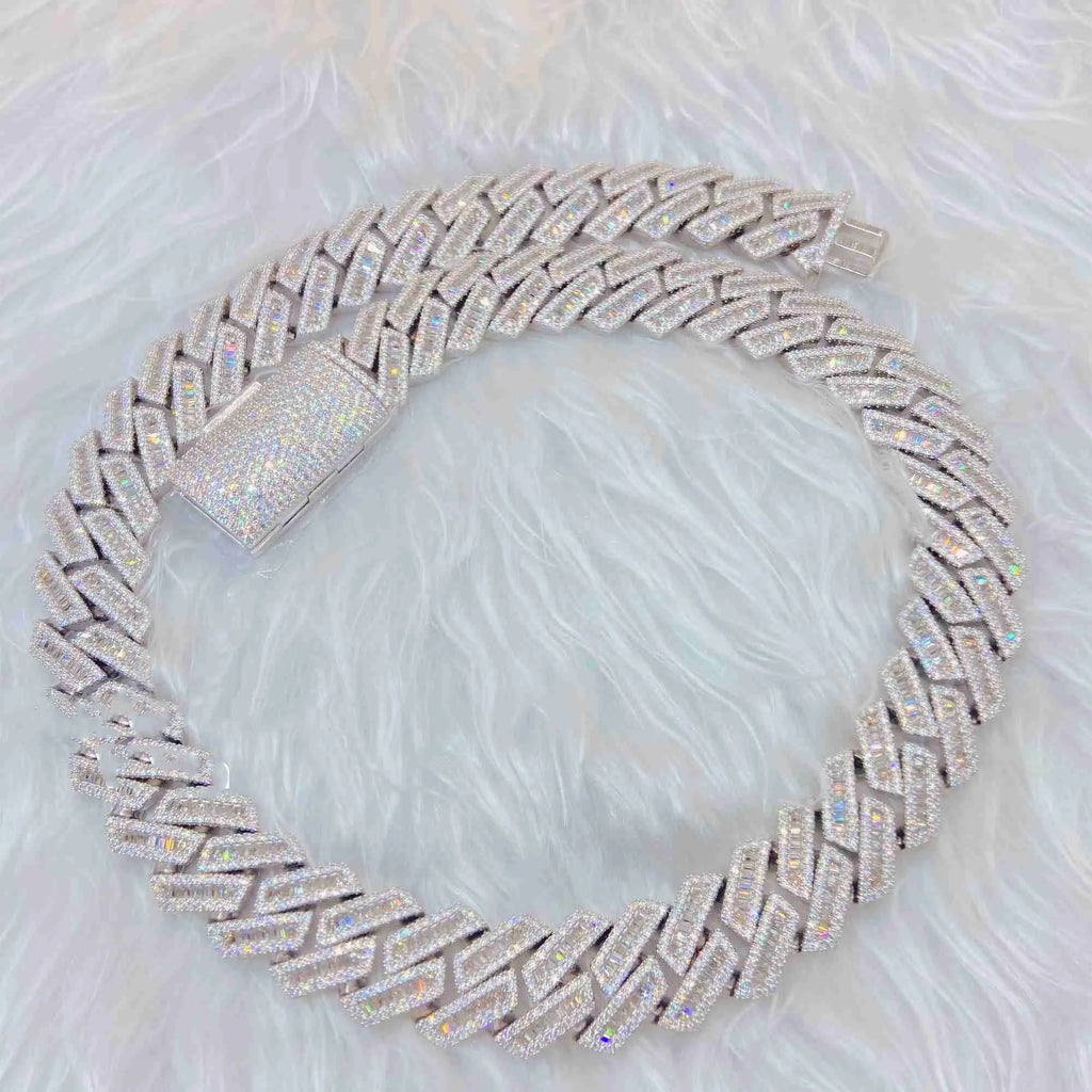 22" Necklace Moissanite Chain Cuban Link Iced Out