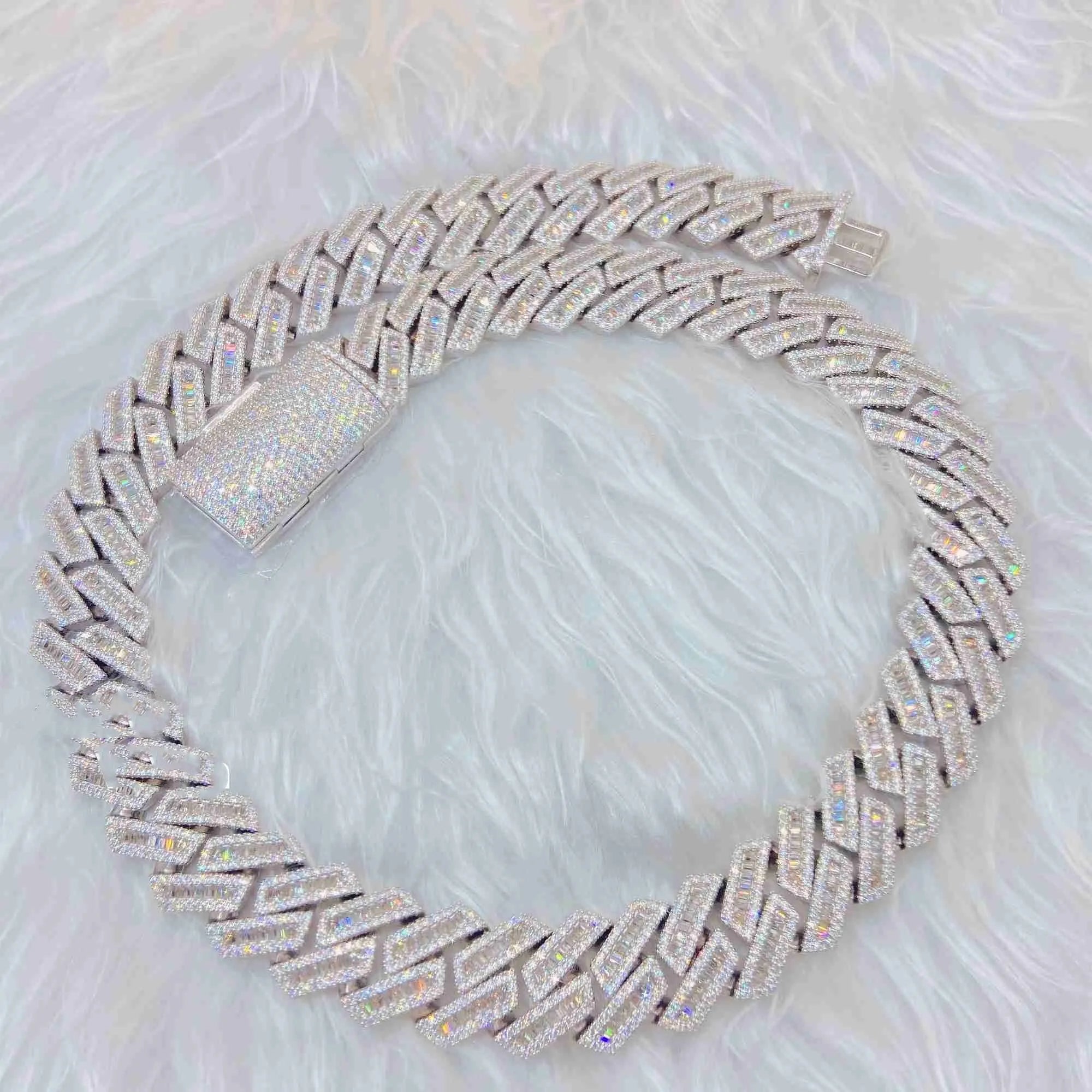 22" Necklace Moissanite Chain Cuban Link Iced Out