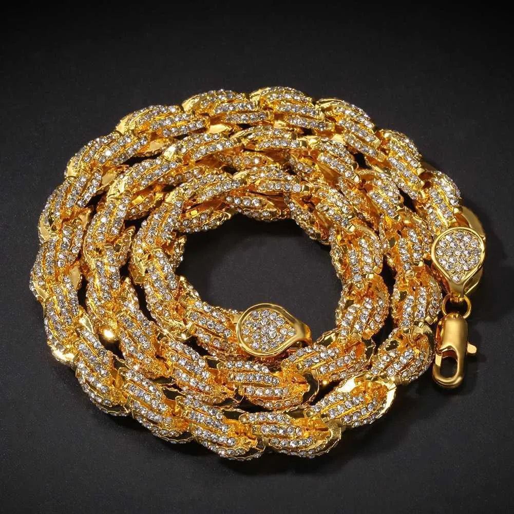 24" Necklace Rope Gold VVS Moissanite Iced Out Cuban Link Chain