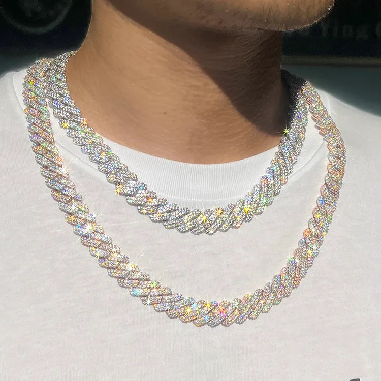 24" Iced Out Necklace Moissanite Chain Cuban Tennis Chain Link