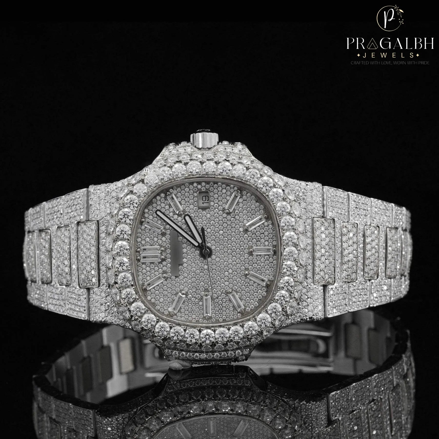 Classic Iced Out Automatic Watch – Luxury VVS Moissanite Bust down Bling Watch with Sapphire Crystal Glass for Men