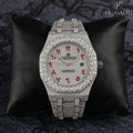 Moissanite Diamond Iced Out Fully Automatic Watch Stainless Steel White Gold Arabic Font Men Watch