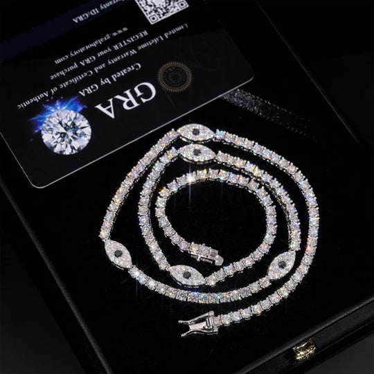 Five Evil Eyes 3MM Moissanite Tennis Chain