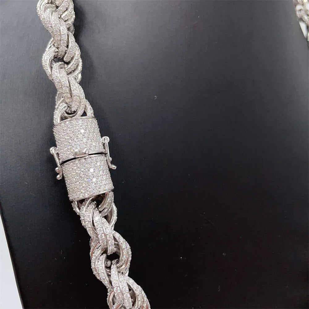 22" Necklace Moissanite Chain Cuban Tennis Chain Link Iced Out