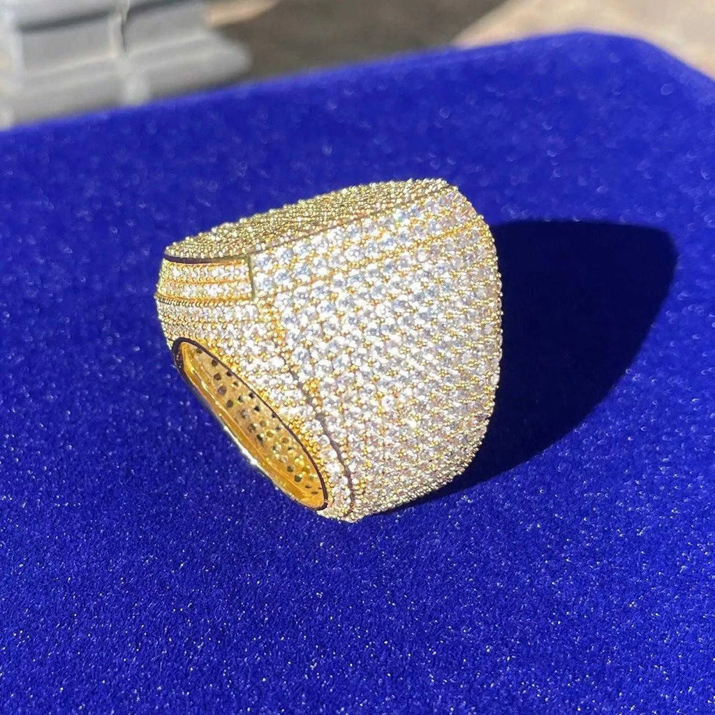 7" Moissanite Diamond Rings Fully Iced Original VVS Gold