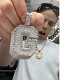 CZ Silver Initial(G) Pendant Franco Chain Set