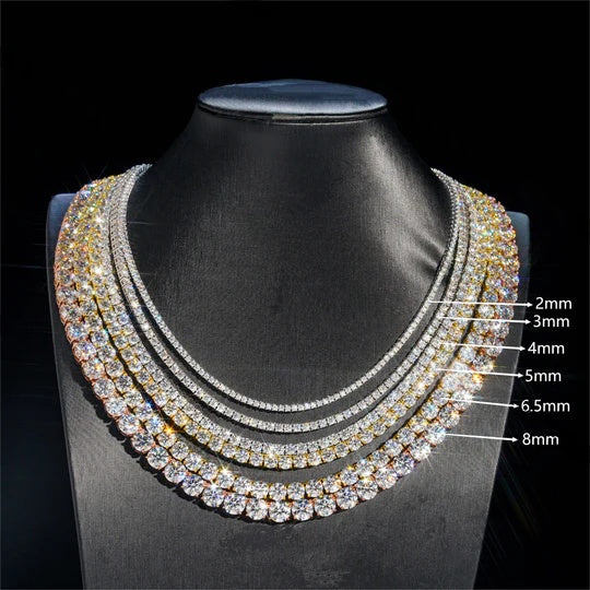 GRA 2mm 3mm 4mm 5mm 6.5mm 8mm moissanite diamond tennis necklace chain
