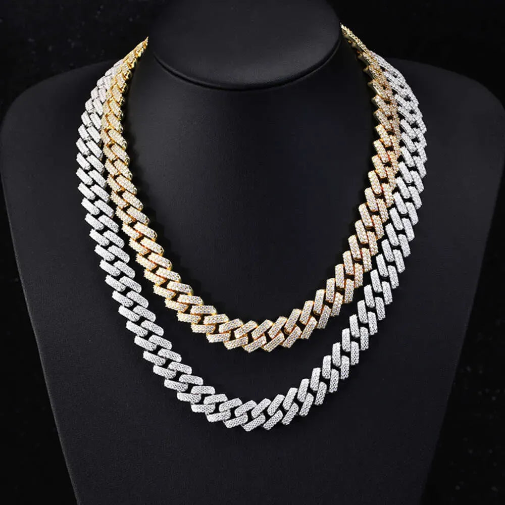 21" Necklace Moissanite Tennis Chain Cuban Tennis Chain Link Iced Out