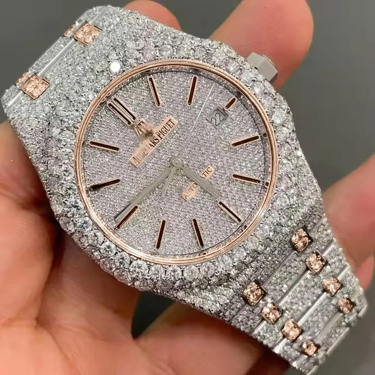 Iced Out Diamond Moissanite  Gold Watch