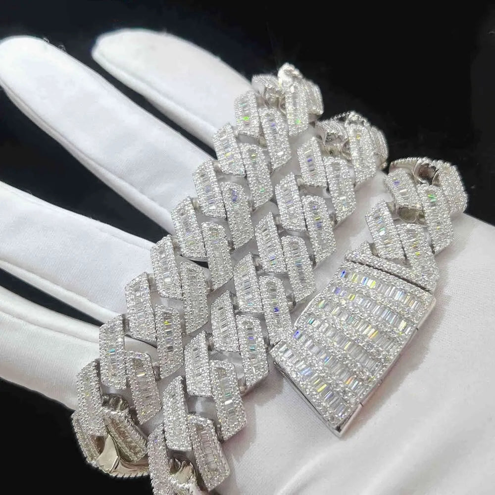 22" Necklace Moissanite Chain Cuban Link Iced Out