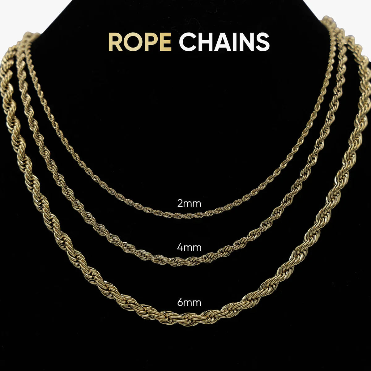 24" Rope Chain in White Gold- 6mm