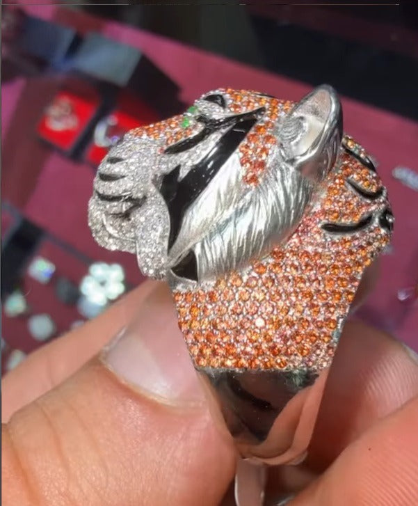 8" Custom Lion Ring VVS Moissanite