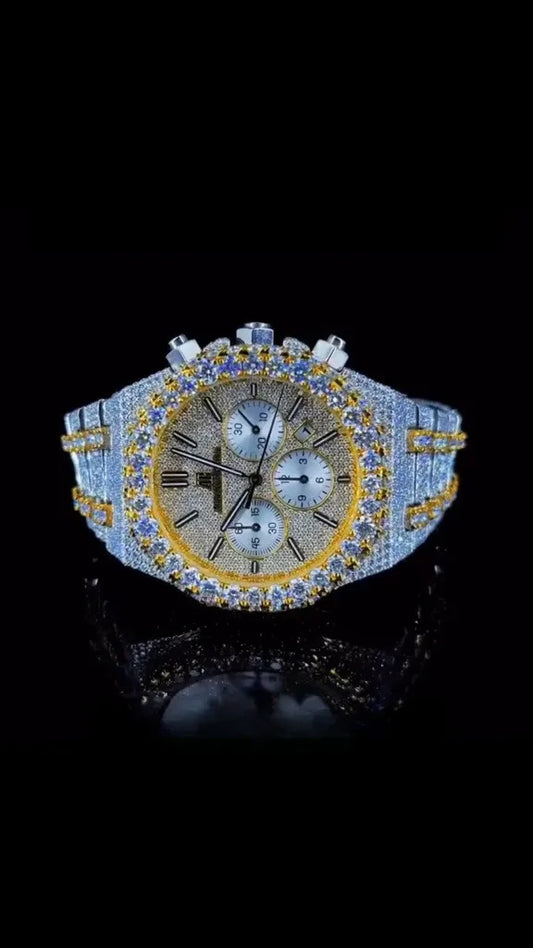 Iced Out Diamond Moissanite Gold Watch