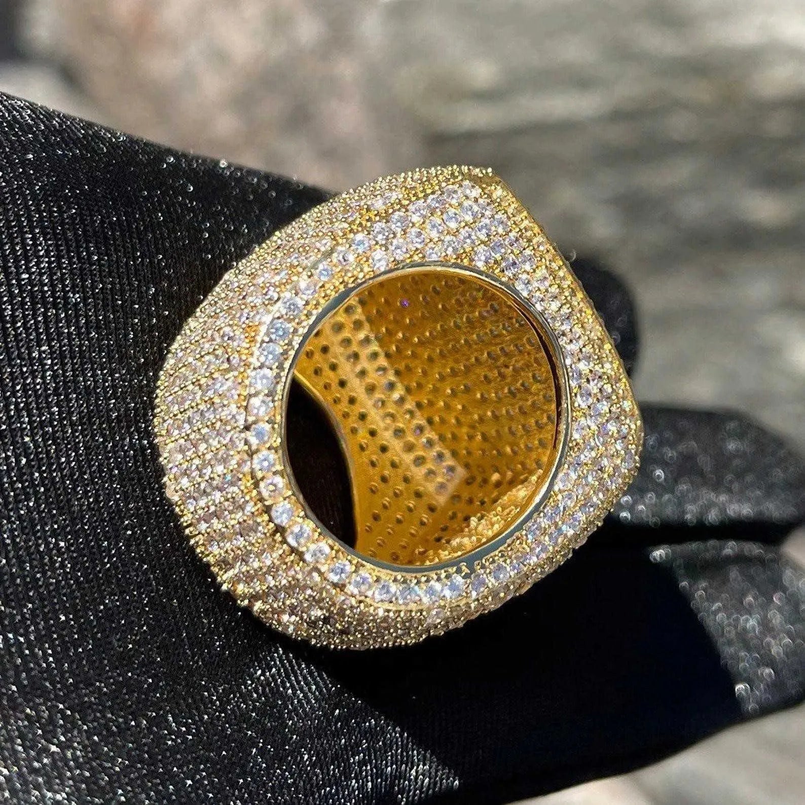 7" Moissanite Diamond Rings Fully Iced Original VVS Gold