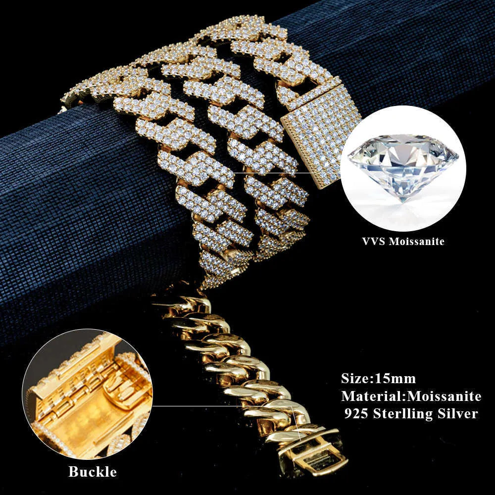 24" Necklace Moissanite Chain Cuban Tennis Chain Link Iced Out