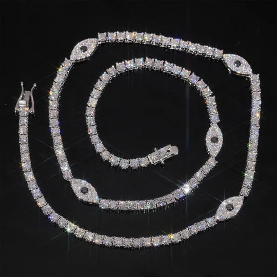 Five Evil Eyes 3MM Moissanite Tennis Chain