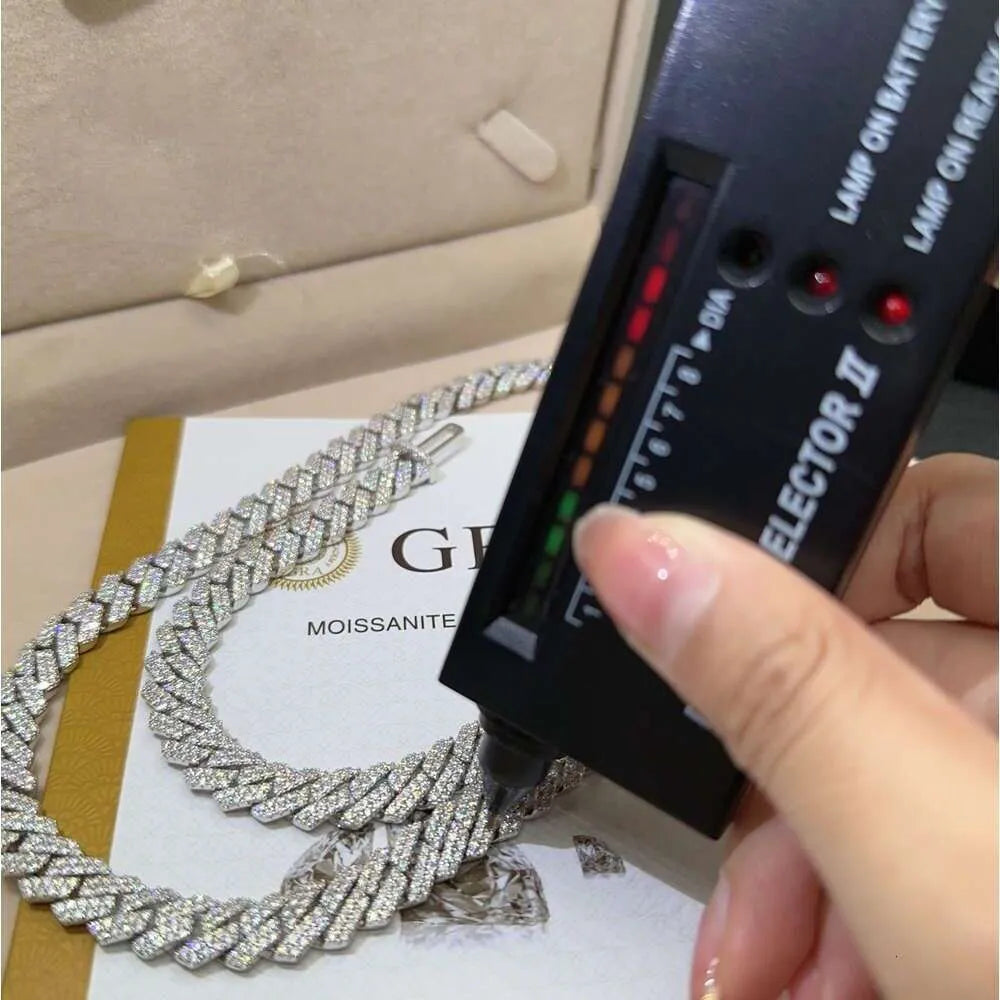 20" Necklace Moissanite Chain Cuban Link Iced Out