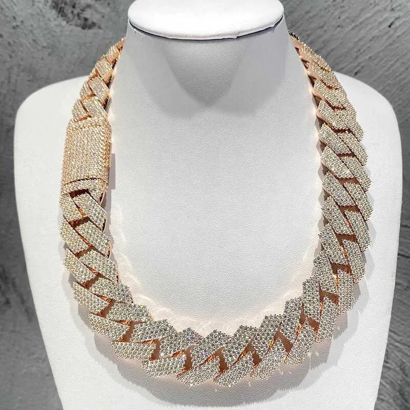 22" Necklace Moissanite Chain Cuban Tennis Chain Link Iced Out