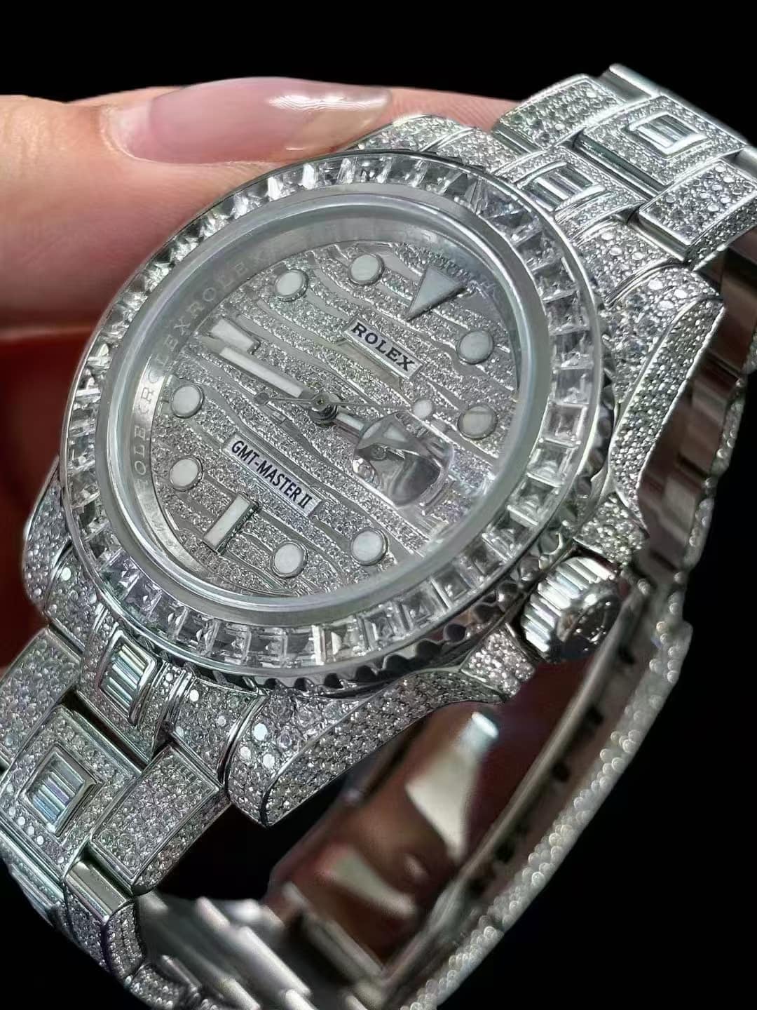 GMT Master II Diamond Automatic 18kt White Gold Set With Diamonds Men's Watch