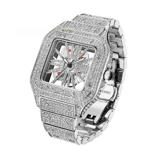 Iced Out Diamond Moissanite Silver Watch