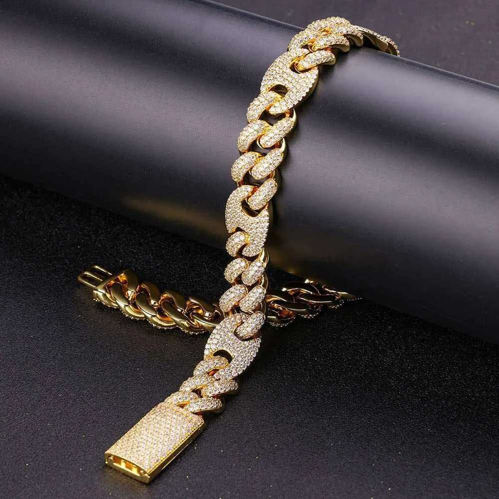 Moissanite Cuban Link Chain Necklace - 14k Gold Plated, Iced Out