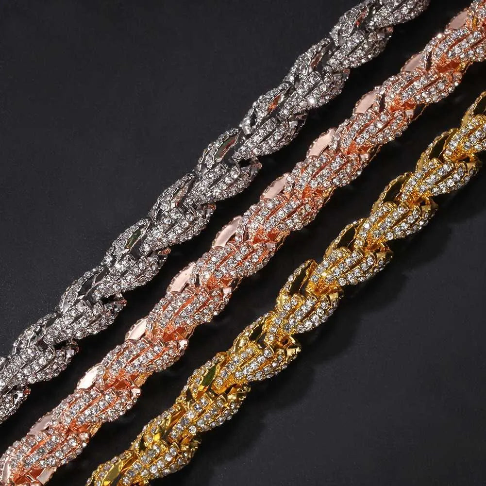 18" Necklace Rope Gold VVS Moissanite Iced Out Cuban Link Chain