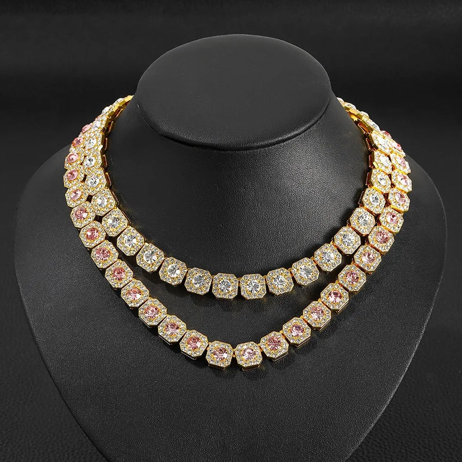 20" Necklace Moissanite Chain Cuban Tennis Chain Link Iced Out