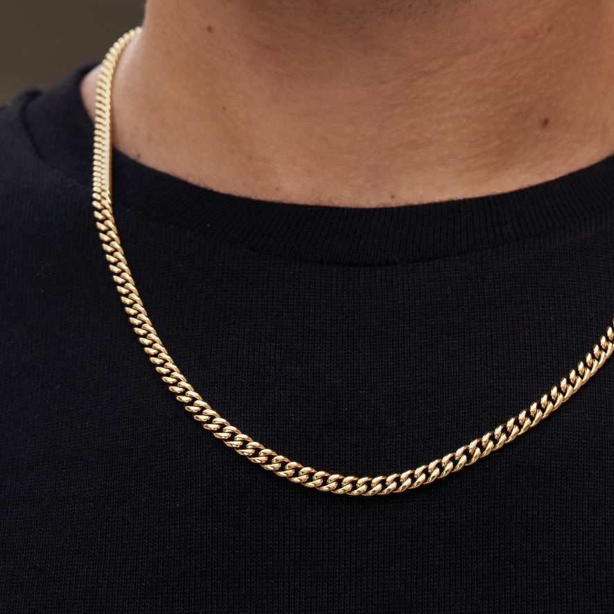 24" Cuban Link Necklace Chain in Yellow Gold - 5mm