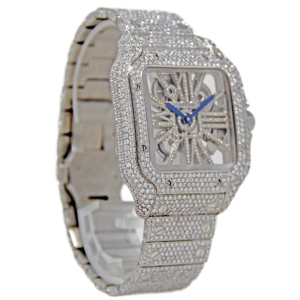 Cartier 4109 Santos SKELETON LOADED DIAMOND Stainless Steel AUTOMATIC