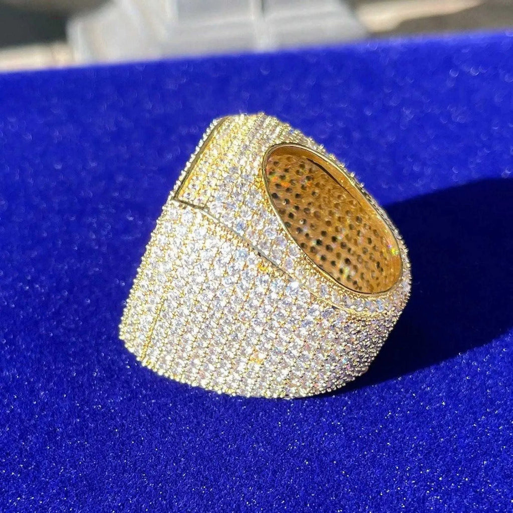8" Moissanite Diamond Rings Fully Iced Original VVS Gold