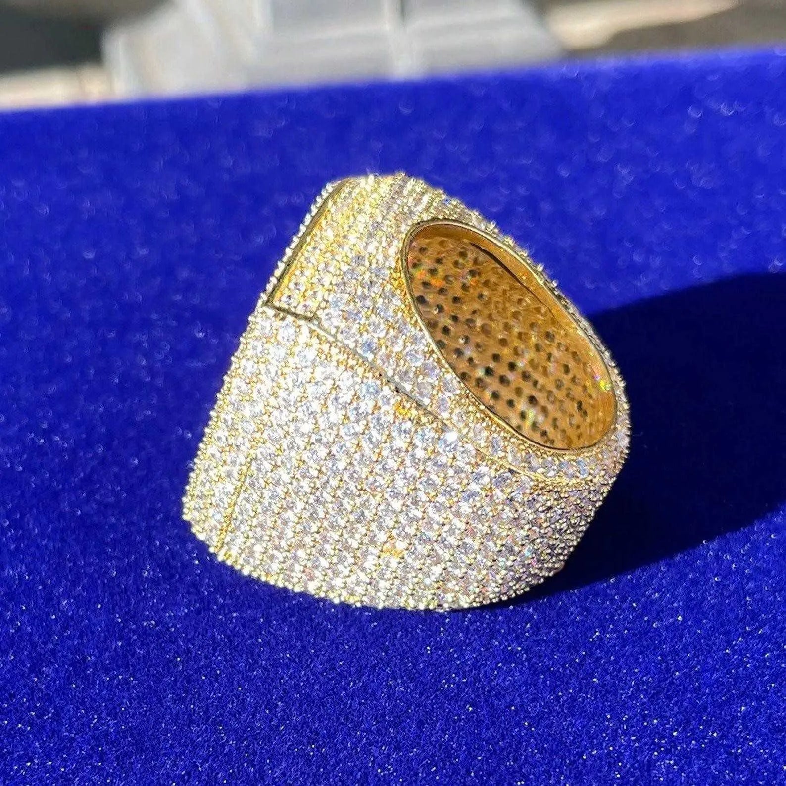 8" Moissanite Diamond Rings Fully Iced Original VVS Gold