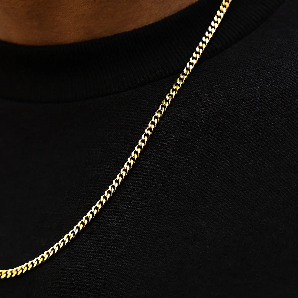24" Cuban Link Necklace Chain in Yellow Gold - 3mm