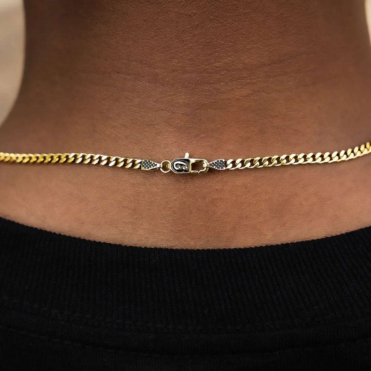 22" Cuban Link Necklace Chain in Yellow Gold - 3mm
