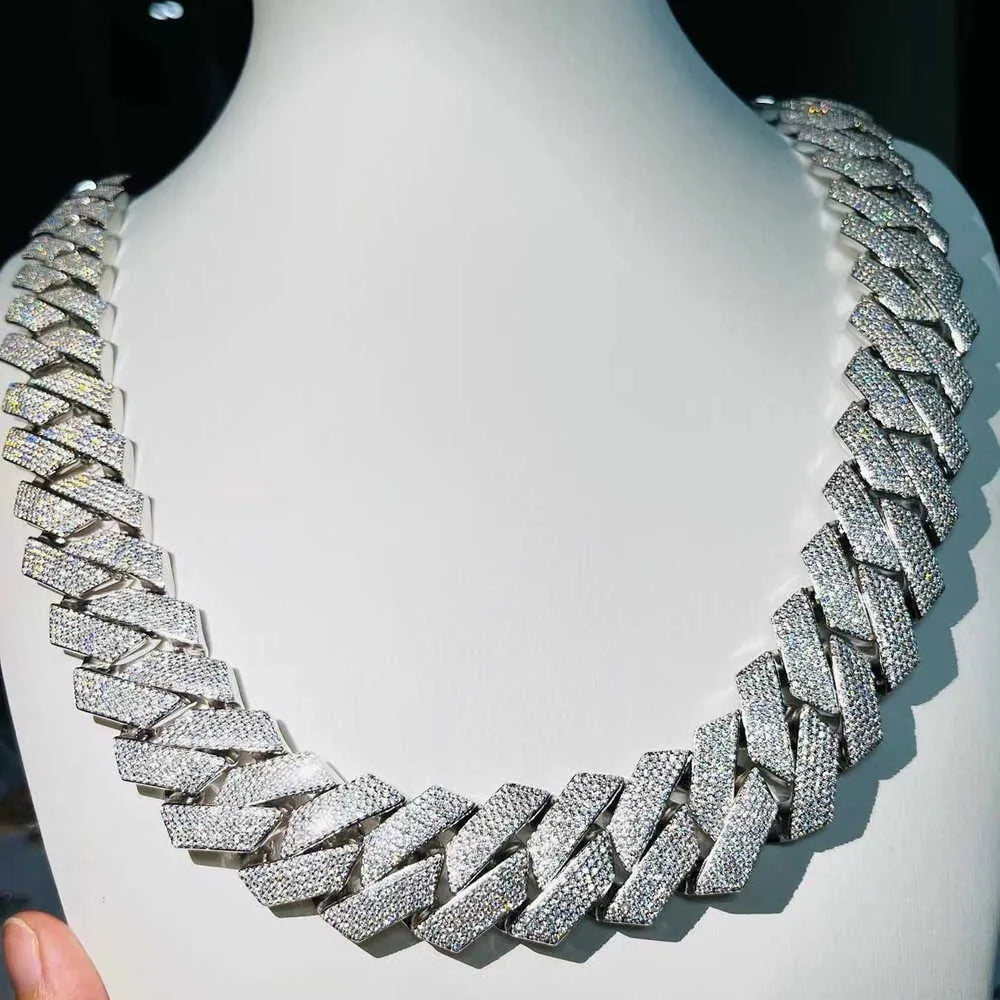 24" Necklace Moissanite Chain Cuban Tennis Chain Link Iced Out
