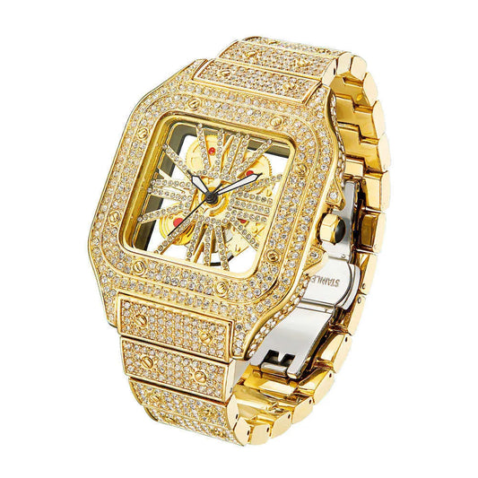 Iced Out Diamond Moissanite Gold Watch