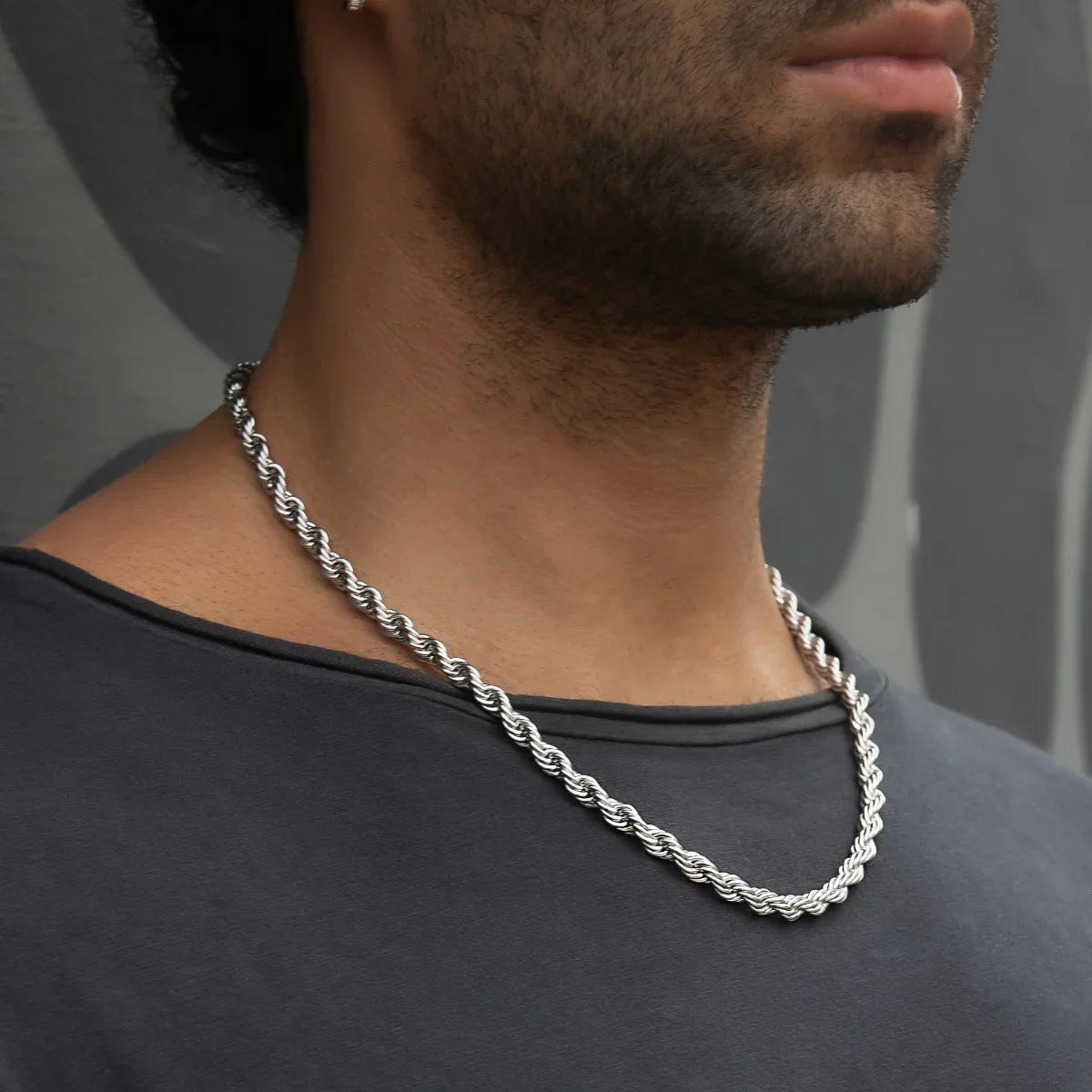 22" Rope Chain in White Gold- 6mm