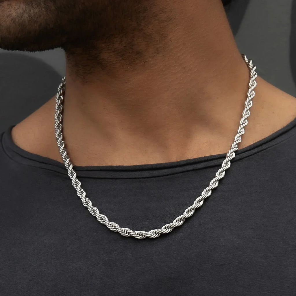 22" Rope Chain in White Gold- 6mm