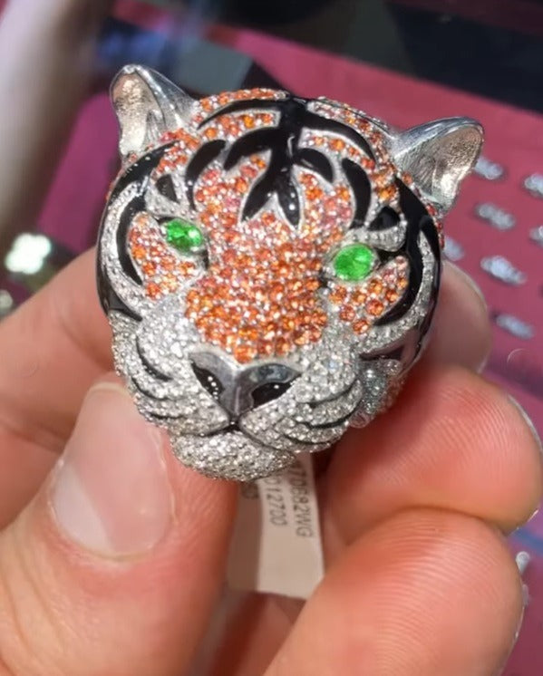 7" Custom Lion Ring VVS Moissanite