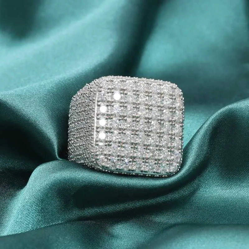8" Hip Hop Iced Out Vvs Moissanite Ring 925 Silver